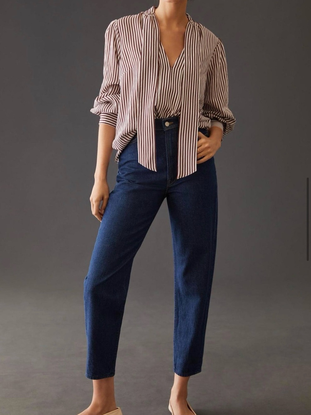 Maeve for Anthropologie Tie-Neck Striped Blouse - Picture 6 of 8